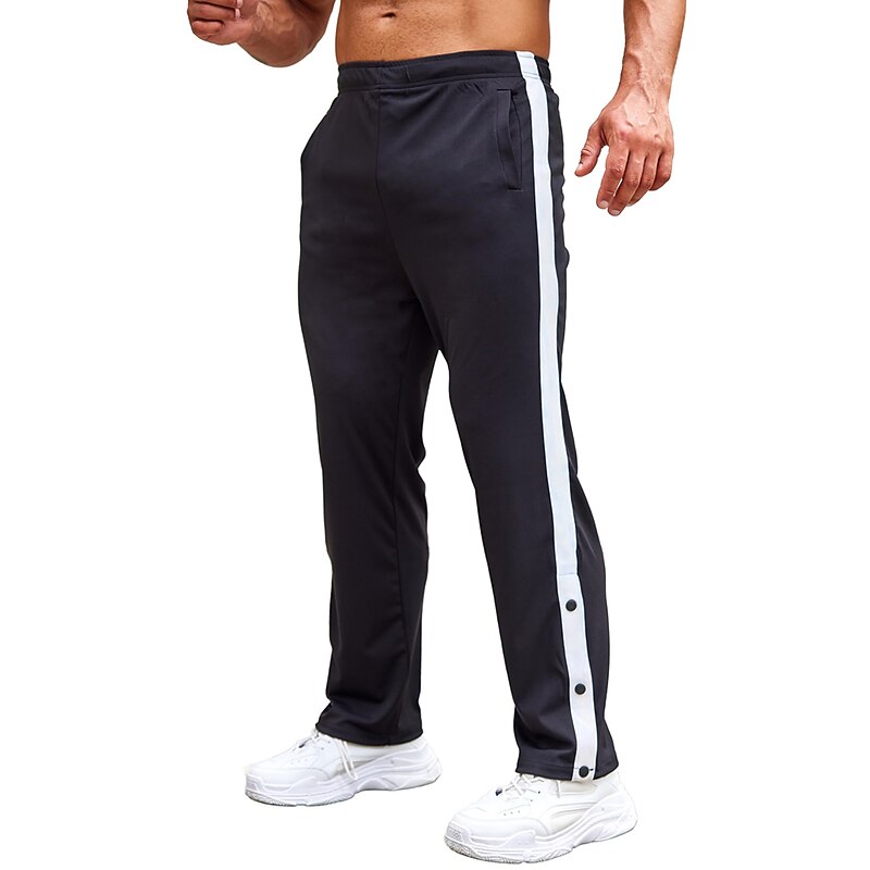 Men's Sweatpants Tear Away Pants Trousers Straight Leg Sweatpants Pocket Elastic Waist Plain Comfort Breathable Outdoor Daily Going out Fashion Casual Black Dark Blue