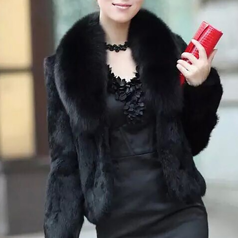 Shrug Bridal's Wraps Coats / Jackets Elegant Long Sleeve Faux Fur Wedding Wraps With Pure Color For Wedding Fall4