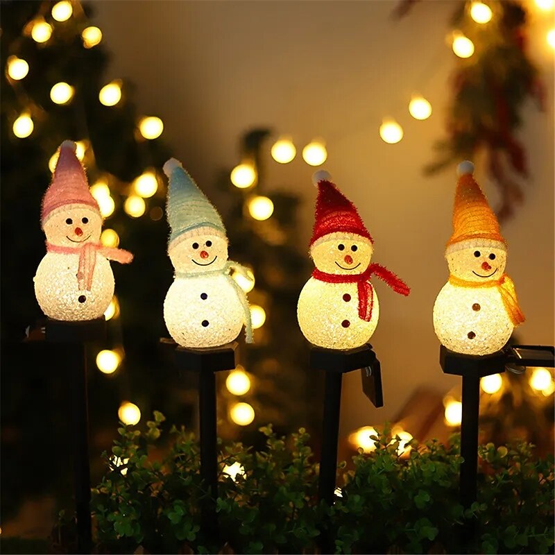 Snowman Solar Lamps Luminous Toys Christmas Ornament LED Lights For Home Party Garden Outdoor Decoration Kid Festival Gifts2