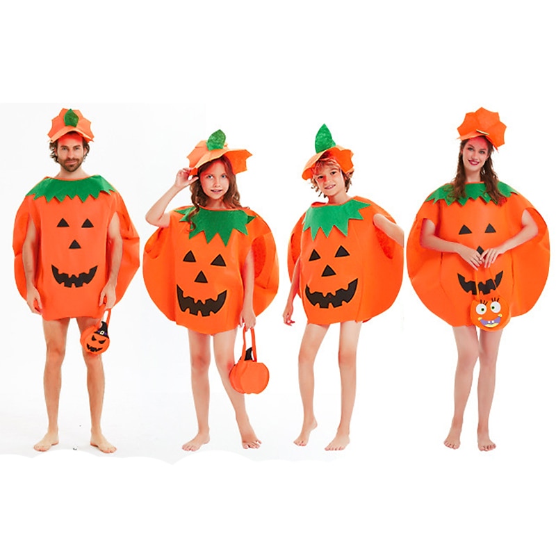 3PCS Halloween Pumpkin Costume Cosplay Party Clothes with Hat Bag Group Family Costumes Funny Costume2