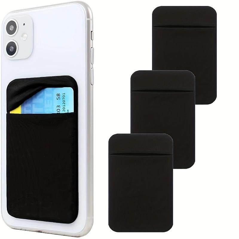 Cell Phone Card Holder Pocket For Back Of Phone Stretchy Lycra Stick On Wallet Credit Card ID Case Pouch Sleeve Self Adhesive Sticker With Flap4