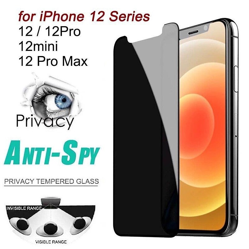 3 pcs Screen Protector For Apple iPhone 16 iPhone 15 14 Pro Max Tempered Glass Privacy Anti-Spy 9H Hardness Anti Bubbles Anti-Fingerprint 3D Touch Compatible2