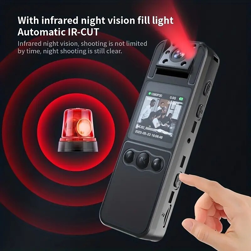1080P Ultra Clear Camera No WiFi Function Mini Back Clip-on Camera Recorder Can Flip Lens Small Security Portable Camera 1.3 Inch Color Screen Side Recording Side Viewing Suitable For Home And4