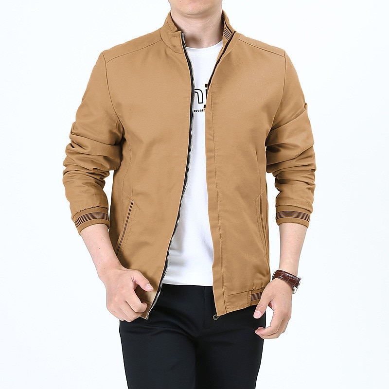 Men's Lightweight Jacket Summer Jacket Windbreaker Transition Jacket Daily Sports Breathable Pocket Spring &  Fall Solid Colored Casual Stand Collar Thin Regular Cotton Regular Fit Black Red Royal4