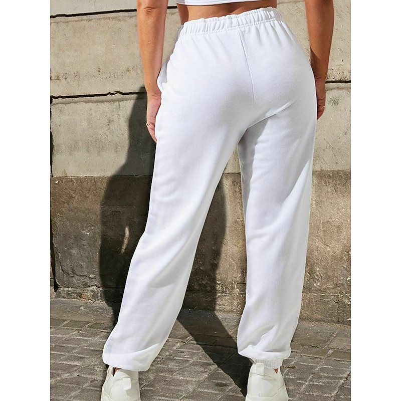 Women's Sweatpants Joggers Fashion Streetwear Casual Full Length High Waist Solid Color Pocket Elastic Waist Comfort Breathability Soft Micro-elastic Vacation Street Sport Black thin section Gray3