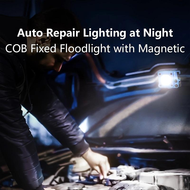 LED Keychain Flashlight, Cob Keychain Work Light, Portable Mini Rechargeable, 6 Lighting Modes Flashlight With Magnet Base For Night Camping, Emergency Repair, Dog Walking3