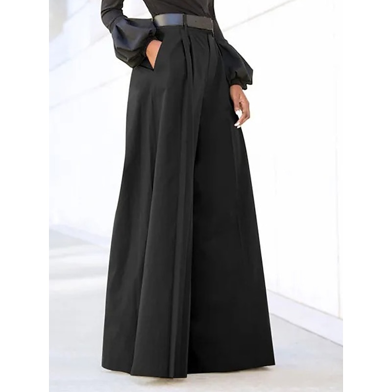 Women's Wide Leg Dress Work Pants Bell Bottom Full Length Fashion Streetwear Daily Black Khaki S M Fall Winter2