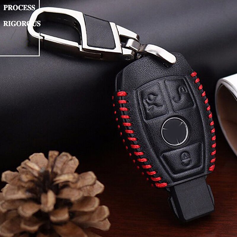 StarFire Car Remote Key case Cover Leather key chain Fit For Mercedes-Benz AMG 3 Buttons Key2