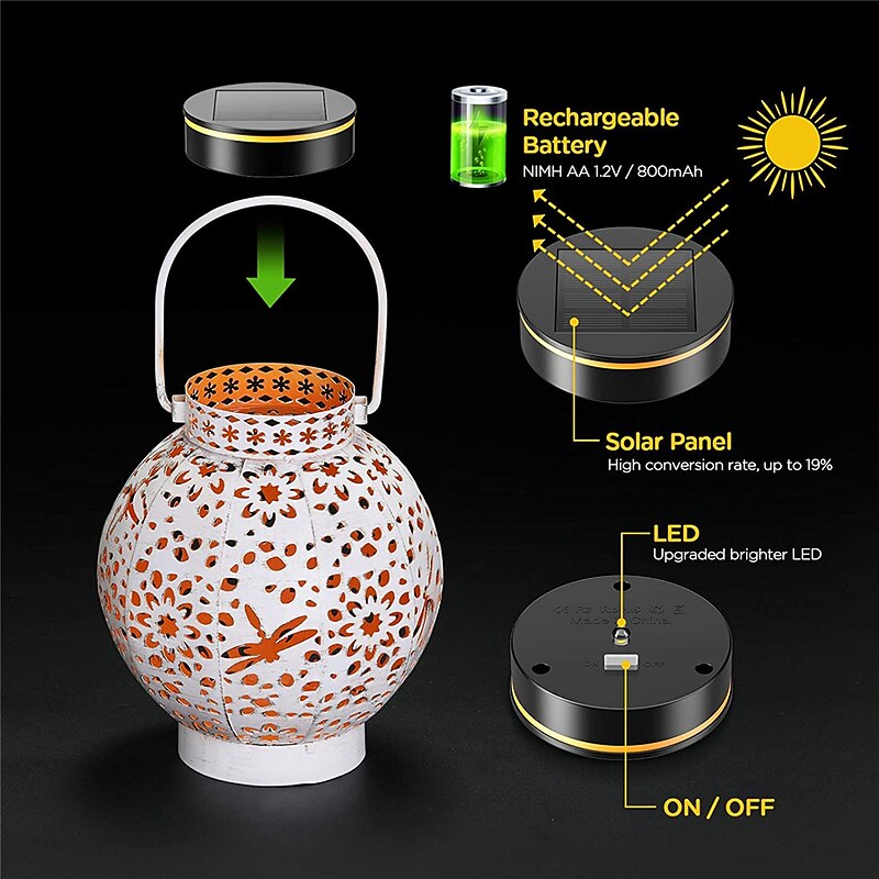LED Solar Lantern for Outside Vintage Metal Solar Lamps Waterproof Hanging Garden Decoration Solar Lights for Christmas Veranda4