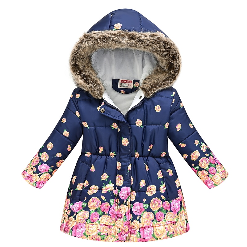 Kids Girls' Down Coat Graphic Fashion School Coat Outerwear 2-9 Years Spring 3164-3 red ink flower 3164-1 yellow flower 3002-6 light blue flowers3