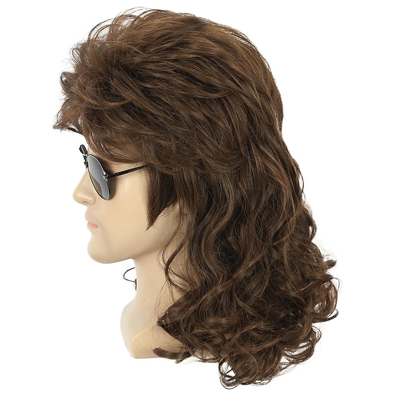 Long Dark Brown Wig Rock Star Style Mullet Cosplay Wig 70s 80s Costume Wig Carnival Curly Hair Party Wigs Halloween Wigs3