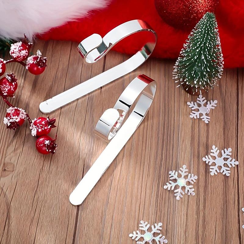 1pc Metal Christmas Stocking Holder Hooks Fireplace Hanger, Christmas Stocking Hanger, Fireplace Rack Hanger, Metal Hanging Hook, Christmas Party Decoration Supplies3