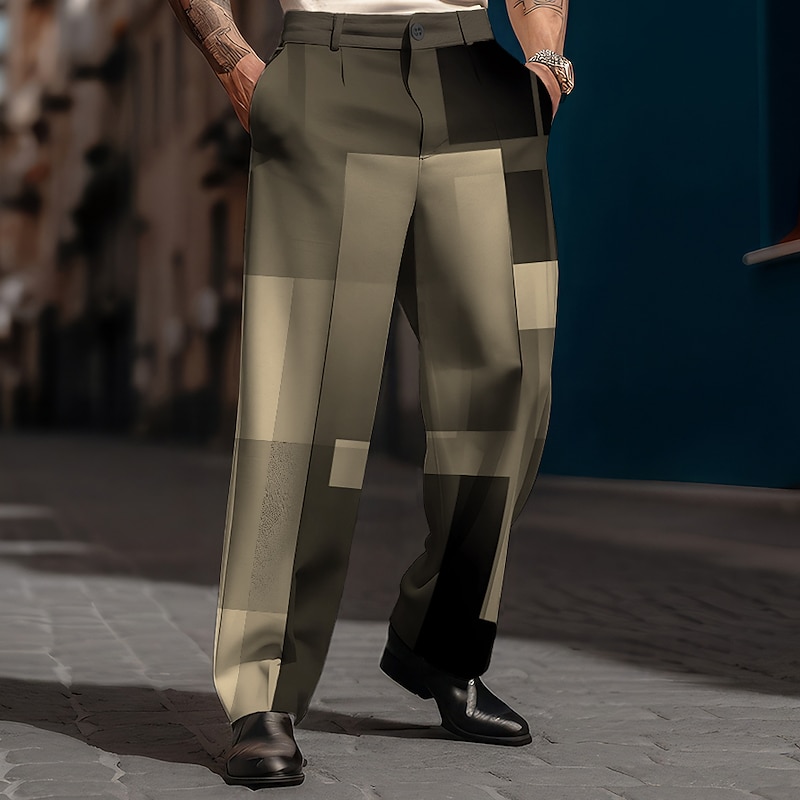 Christmas Patchwork Pants Mens Graphic Plaid Geometry Business Casual 3D Print Trousers Outdoor Street Wear To Polyester Blue Green Khaki High Elasticity Squares Black Wool Geometric2