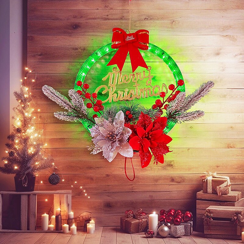 LED Christmas Wreath Display Window Diy Accessories Rattan Pendant Christmas Lighting Red Fruit Hanging Ornament2