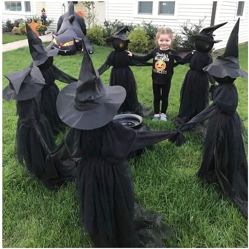 Voice Control with Sound Halloween Colorful Gradient Witch Ghost Atmosphere Layout Scene Decoration Props Lawn Floor Lamp4