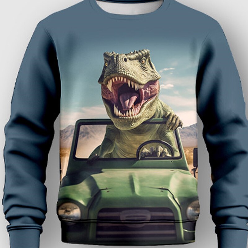 Boys 3D Dinosaur Sweatshirt & Sweatpants Set Set Long Sleeve 3D Printing Fall Winter Active Fashion Cool Kids 4 years+ Crew Neck Outdoor Vacation Street Regular Fit4