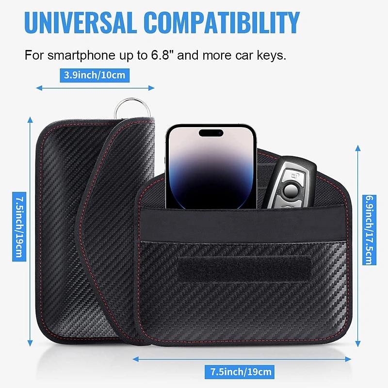 1pc Faraday Bag For Phones Car Keys RFID Signal Blocking Bag Carbon Fiber Case Privacy Protection Key Fob, Anti-Tracking Anti-Hacking Case BlockerYou can clic2