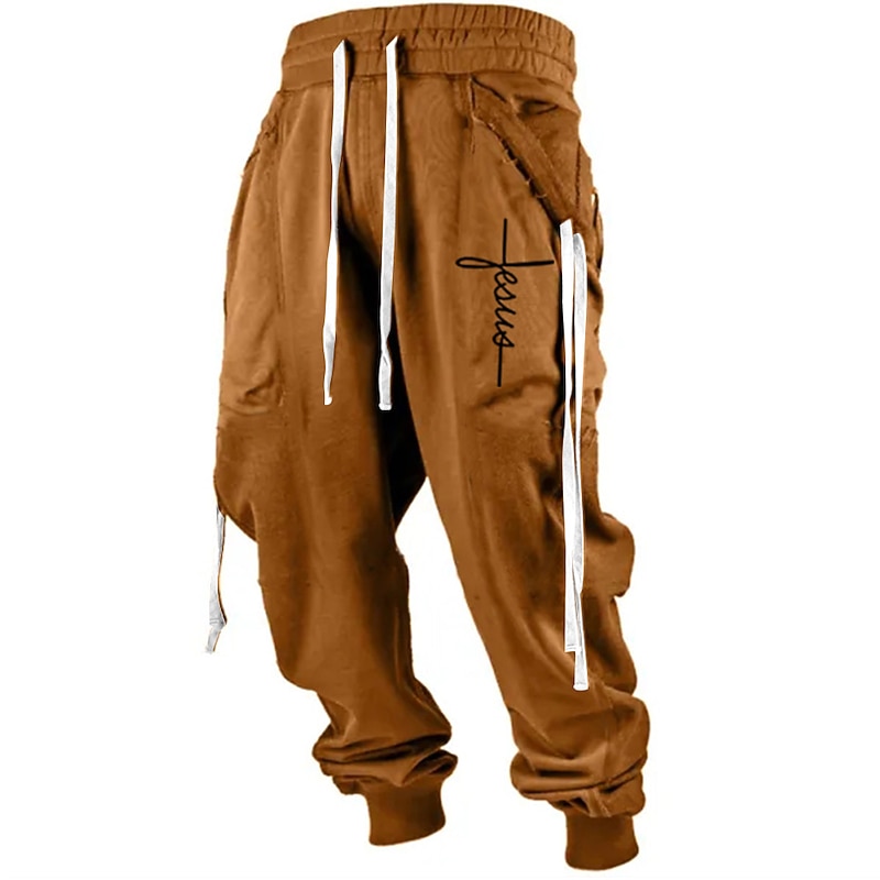 Men's Sweatpants Joggers Trousers Drawstring Elastic Waist 3D Print Graphic Prints Cross Comfort Sports Outdoor Casual Daily Cotton Blend Streetwear Designer Black Yellow Micro-elastic2