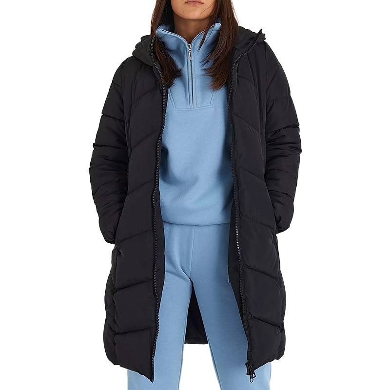 Women's Winter Jacket Puffer Jacket Thermal Warm Windproof Zipper Daily Traditional Outdoor Casual Solid Color Outdoor Night Daily Wear Casual Daily Collarless Loose Fit Long Sleeve Outerwear Black2