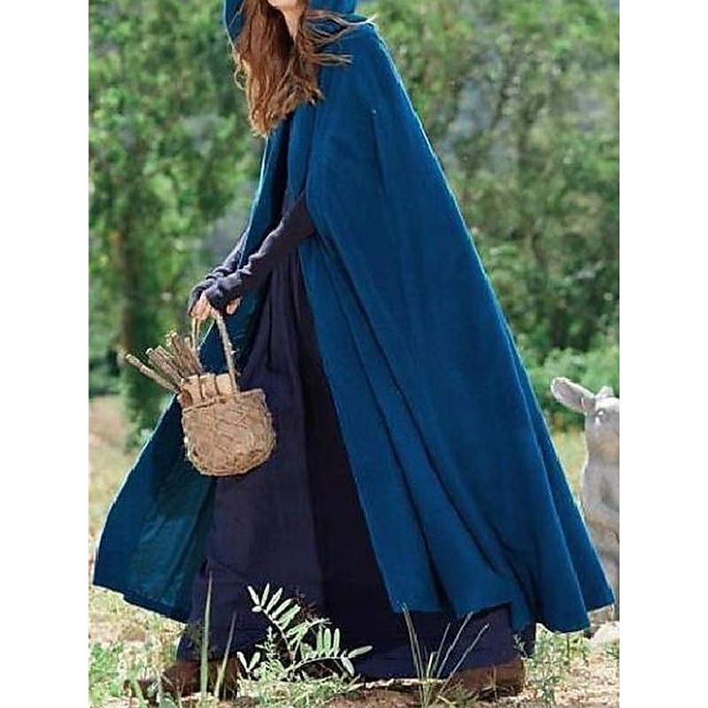 Women's Cloak / Capes Outdoor Daily Wear Going out Fall Winter Long Coat Regular Fit Windproof Warm Stylish Classic Style Casual Jacket 3/4 Length Sleeve Plain Oversize Black Blue Army Green
