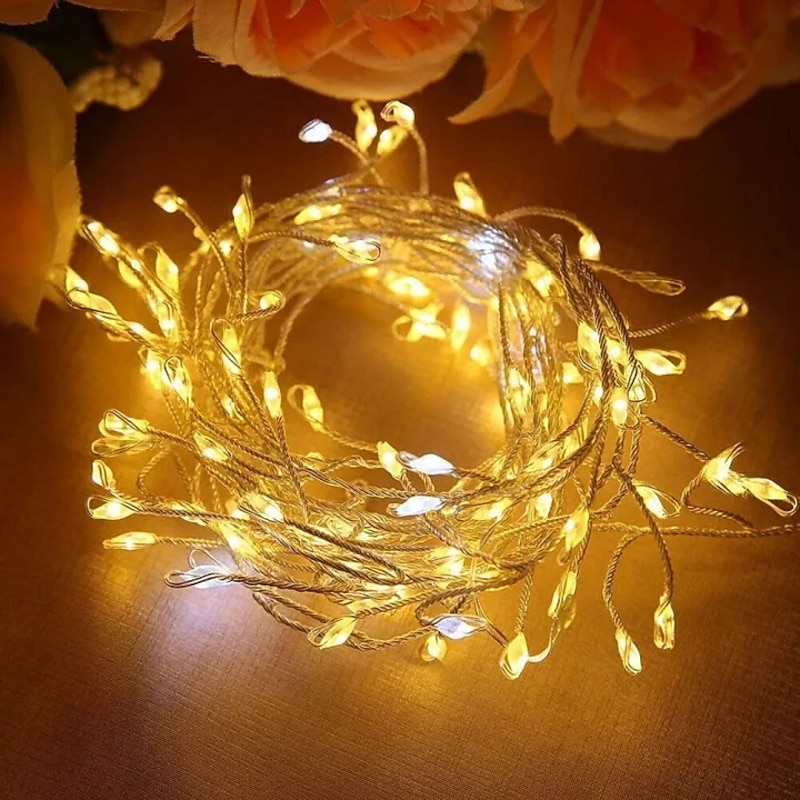 Christmas LED Firecracker String Lights 3m 100LEDs 6m 200LEDs 8 Modes Lighting Battery Operated LED Copper Wire Light  for Christmas Tree Wedding Party Holiday Home Decoration2