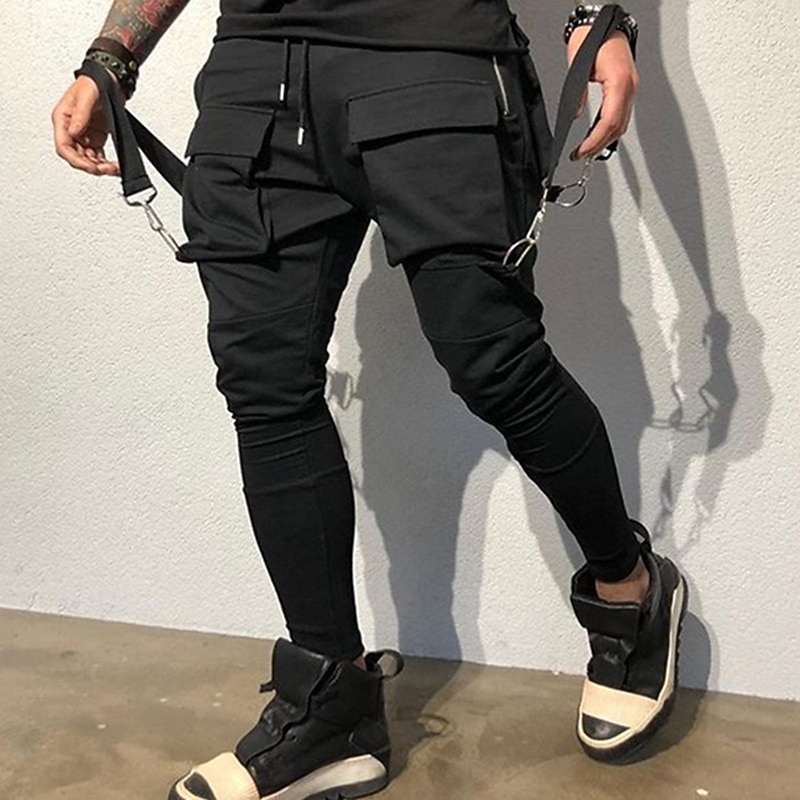 Men's Cargo Pants Cargo Trousers Techwear Pocket Plain Comfort Breathable Outdoor Daily Going out Fashion Casual Black Red