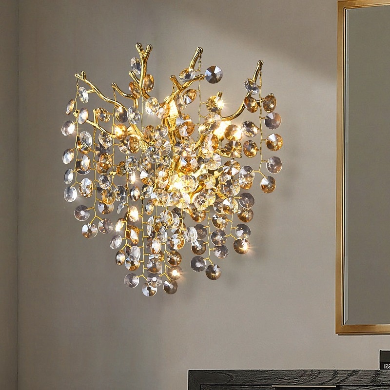 LED Wall Sconce Lamp Bright Branch Crystal 25/40cm Minimalist Wall Mount Light Lighting Fixture Indoor Lights for Living Room Bedroom 110-240V