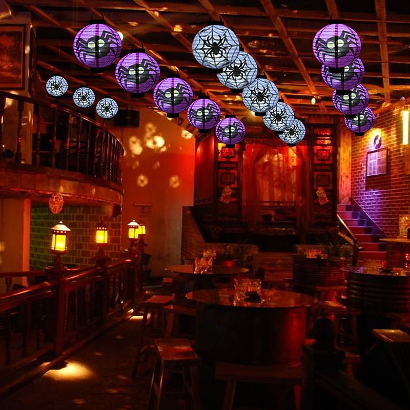 Halloween Paper Lantern Pumpkin Bat Spider Skeleton Castle LED Lantern Light for Indoor Outdoor Halloween Party Decor3