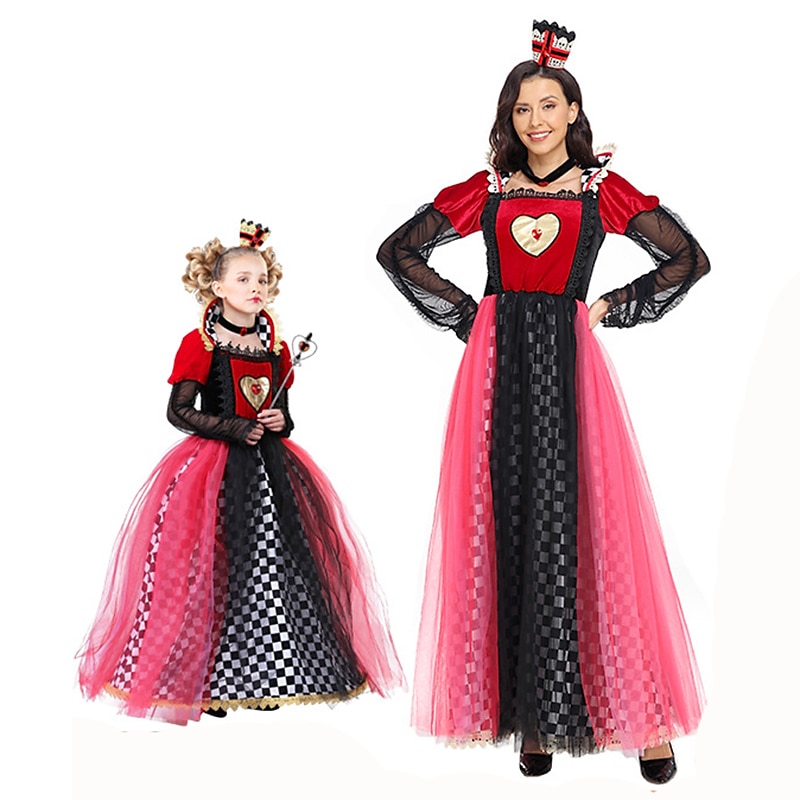 Red Queen Dress Alice in Wonderland Book Week Costume Halloween Group Family Costumes for  Kid's Adults' Women's Girls' Teachers Cosplay Costumes Masquerade Easy Carnival Costume