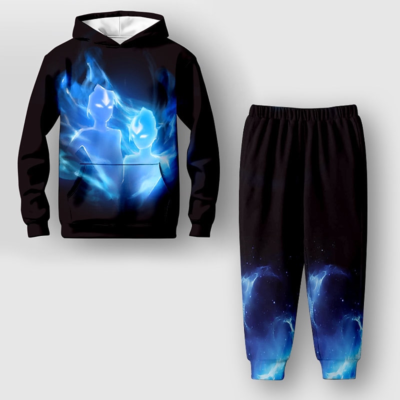 Boys 3D Graphic Hoodie & Sweatpants Set Set Long Sleeve 3D Printing Fall Winter Active Fashion Cool Kids 3-12 Years Outdoor Vacation Street Regular Fit4