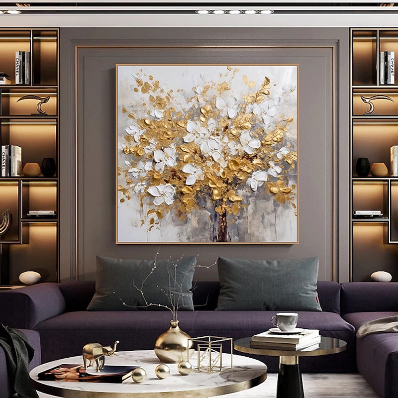 Mintura Handmade Thick texture Flower Oil Paintings On Canvas Wall Art Decoration Modern Abstract Tree Picture For Home Decor Rolled Frameless Unstretched Painting3