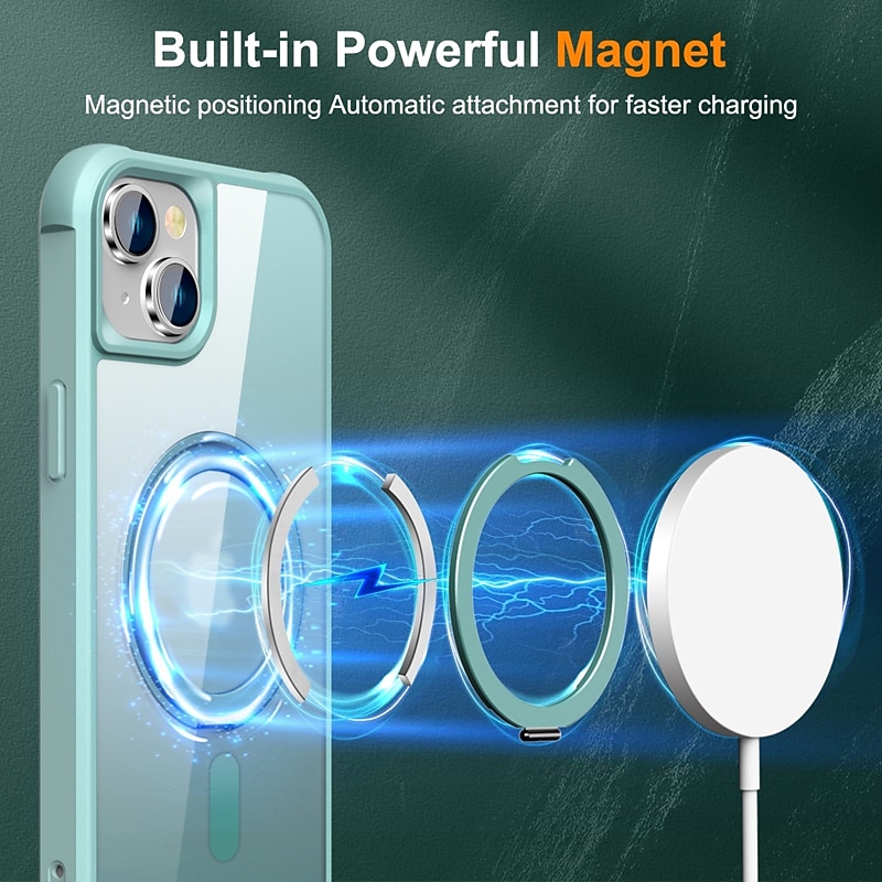 Phone Case For iPhone 17 Pro Max 17 Air 16e 13 12 11 Pro Max With Magsafe Ring Holder Magnetic Support Wireless Charging Solid Color TPU PC3