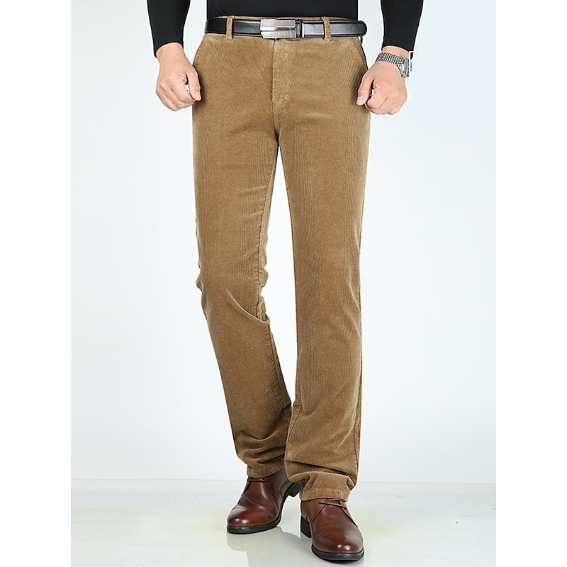 Men's Dress Pants Corduroy Pants Winter Pants Trousers Suit Pants Pocket Plain Comfort Breathable Outdoor Daily Going out Fashion Casual Black Wine2