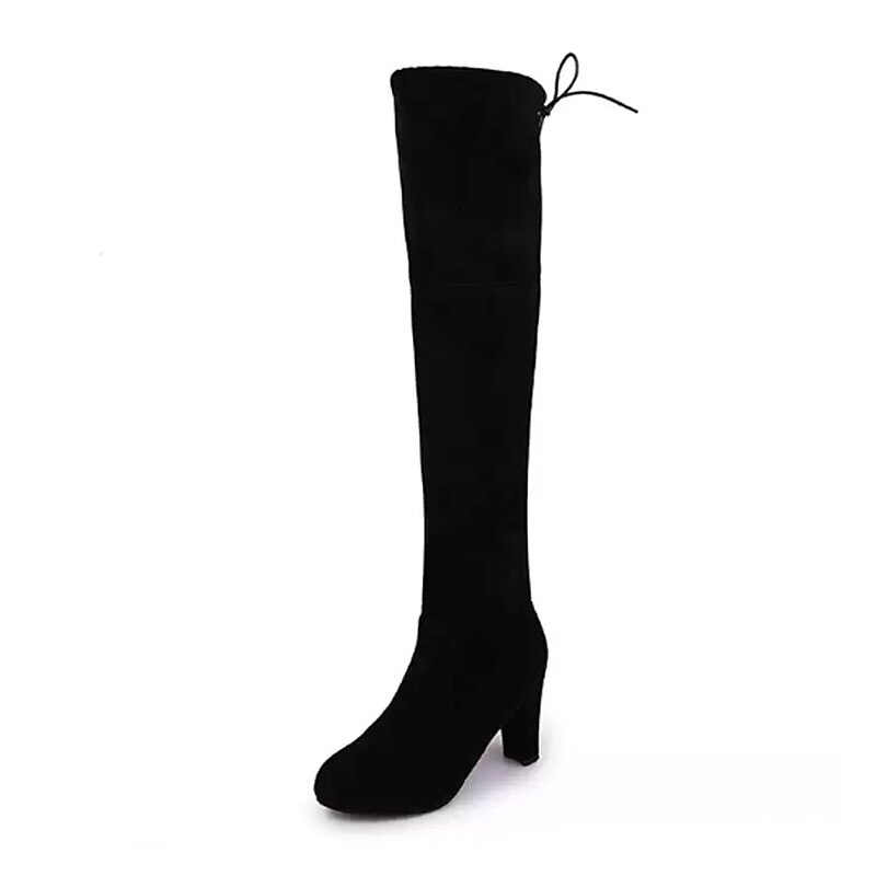 Women's Over-the-Knee Block Heel Boots – Sexy Tie Back Suede Thigh High Boots for Women, Elegant Fall Winter Footwear for Night Out, Parties, and Street Style Looks3