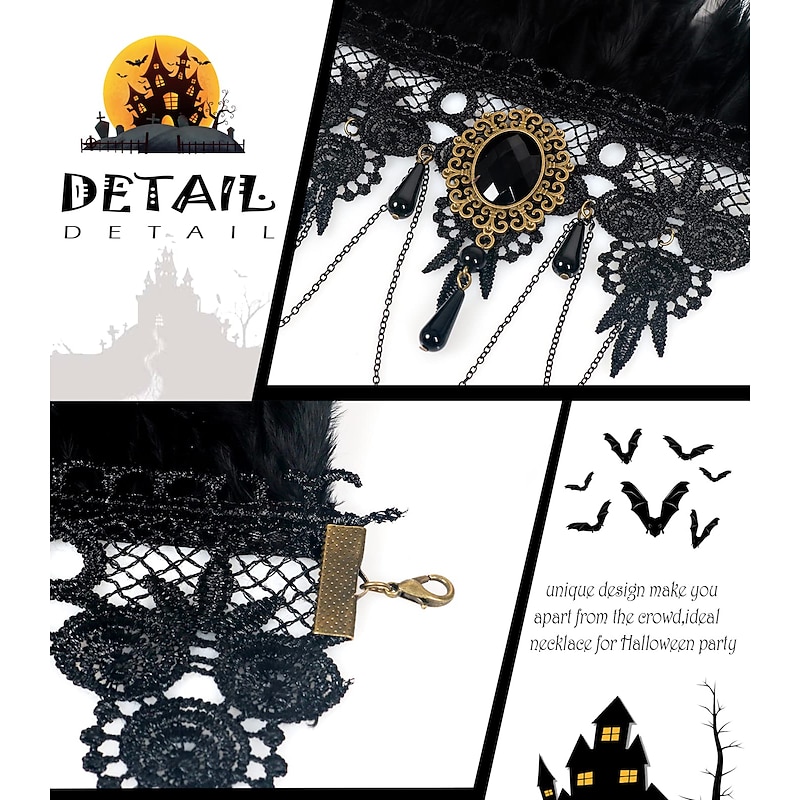 Retro Vintage Punk & Gothic Necklace Feather Collar Witch Maleficent Fancy Dress Women's Fantasy Steampunk Walpurgis Night Masquerade Party / Evening Adults' Neckwear4