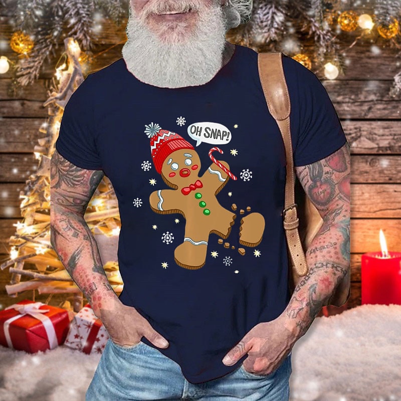 Christmas Men's Gingerbread Gingerbread Man T Shirt Cotton Short Sleeve Graphic Shirt Black White Red Comfortable Tee Sports Outdoor Holiday Fashion Designer Clothing4