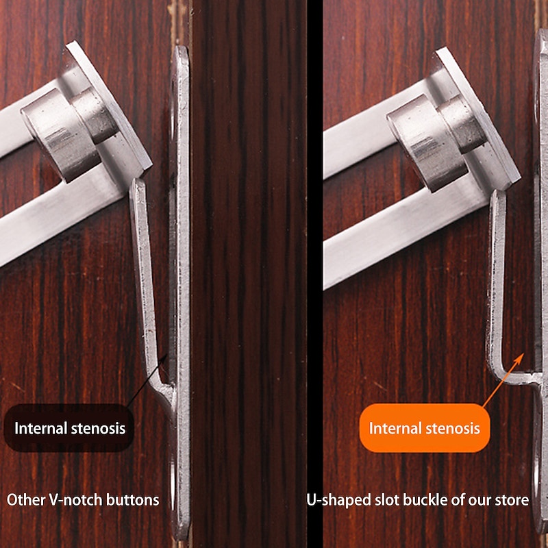 Flip Door Sliding Latch 90 Degree Stainless Steel Latch Safety Door Lock Right Angle Curved Door Buckle4