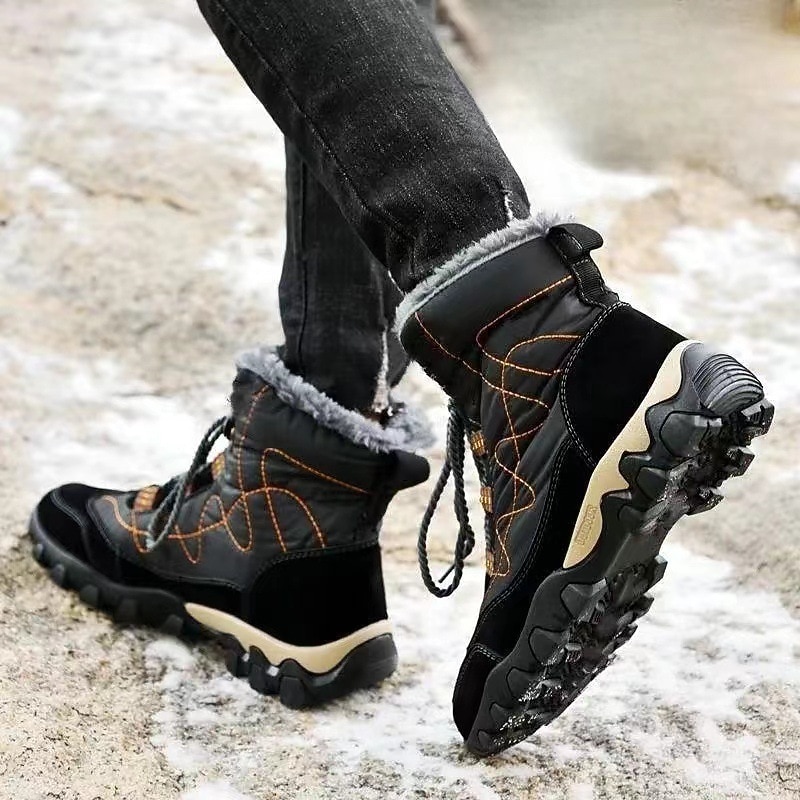 Men's Black Winter Hiking Boots with Warm Plush Lining and Waterproof Design - Non-Slip Outdoor Snow Boots for Cold Weather3