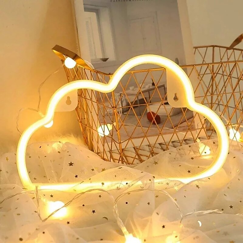 Cloud Neon Signs LED Cloud Neon Light For Wall Decor USB Powered Cloud Sign Shaped Decoration Wall Lights For Bedroom Aesthetic Teen Room Christmas Birthday Wedding Party