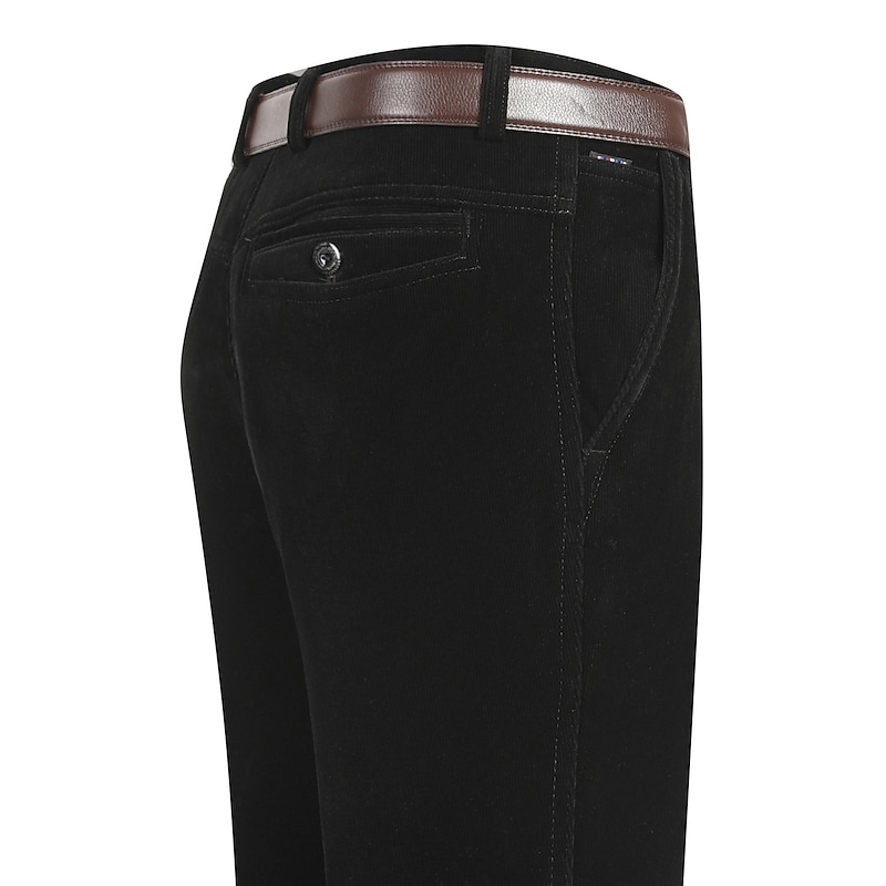 Men's Dress Pants Fleece Pants Corduroy Pants Trousers Suit Pants Pocket Plain Comfort Breathable Outdoor Daily Going out Fashion Casual Black Wine4