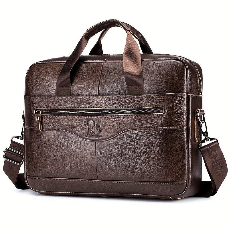 Premium Brown Leather Briefcase - Elegant Business Laptop Bag with Multiple Pockets, Durable for Professional Use and Travel2