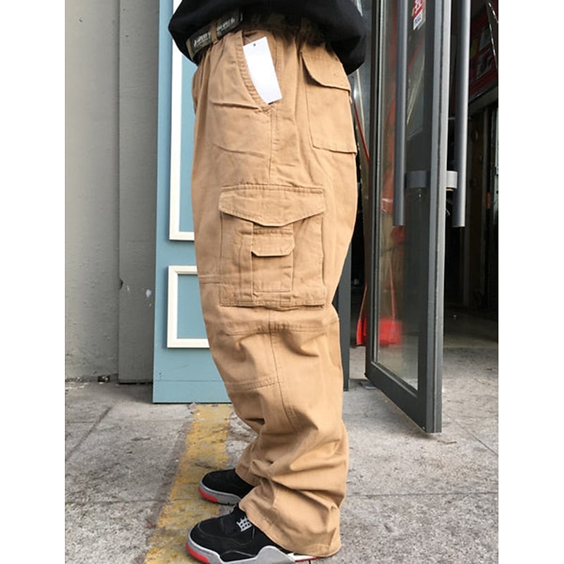Men's Cargo Pants Cargo Trousers Combat Trousers Pocket Plain Comfort Breathable Outdoor Daily Going out Casual Big and Tall Black Green2