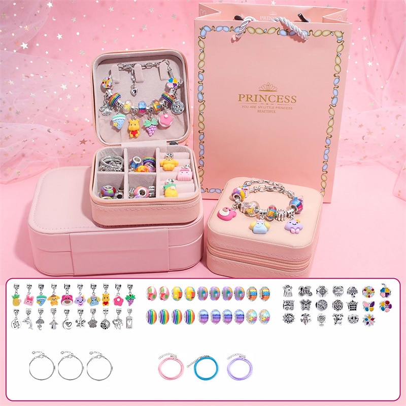 Hot-selling children's handmade diy beaded bracelet gift box set cute multicolor animation pendant resin bracelet jewelry4