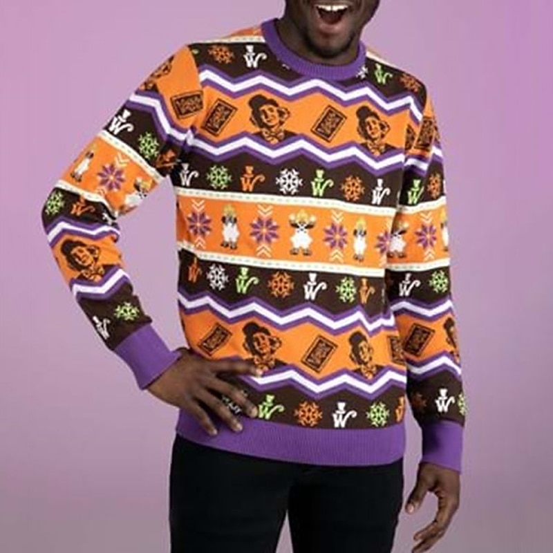 Ugly Christmas Sweater Men's Pullover Sweater Knitted Sweater Jumper Knitwear New Years Eve Sweater Daily Wear Vacation Long Sleeve Crew Neck Sweaters Navy Blue Purple Fall & Winter4