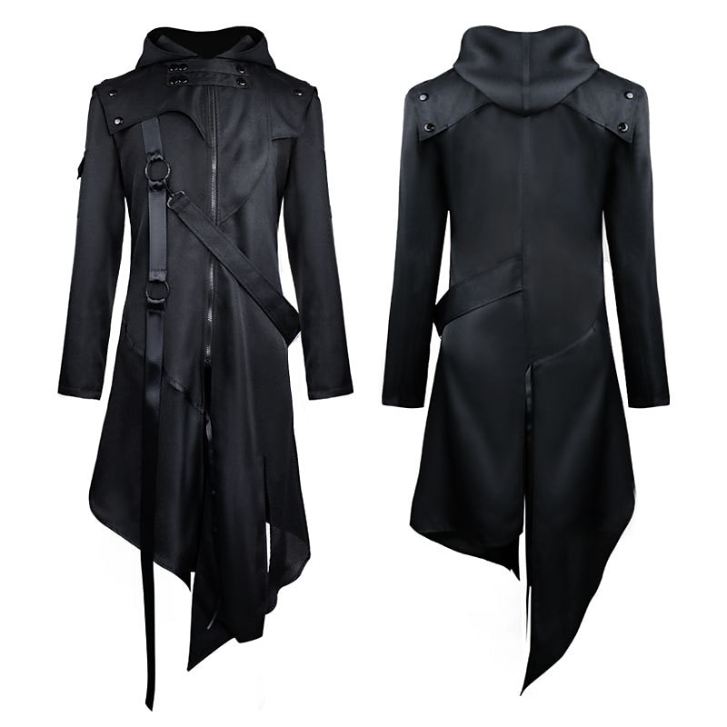 Unisex Winter Coat Winter Jacket Formal Evening Buckle All Seasons Halloween Regular Gothic Men's Clothing[Black] Jacket