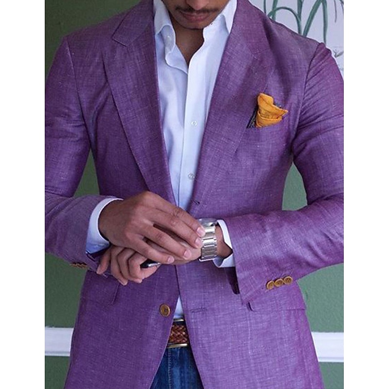 Men's Graduation Lightweight Jacket Lightweight Coat Casual Formal Evening Party & Evening Fashion Casual Spring &  Fall Polyester Plain Pocket Casual / Daily Single Breasted Blazer Light Green Pink2