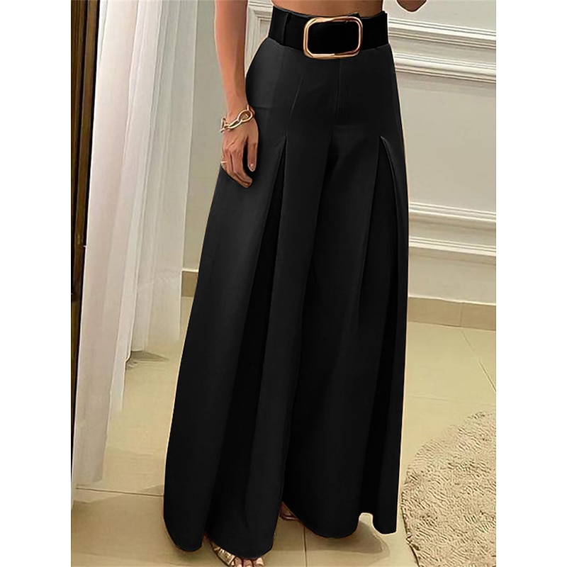 Women's Wide Leg Khaki Pants Trousers Full Length Fashion Streetwear Outdoor Office / Career Black Khaki S M Fall Winter3