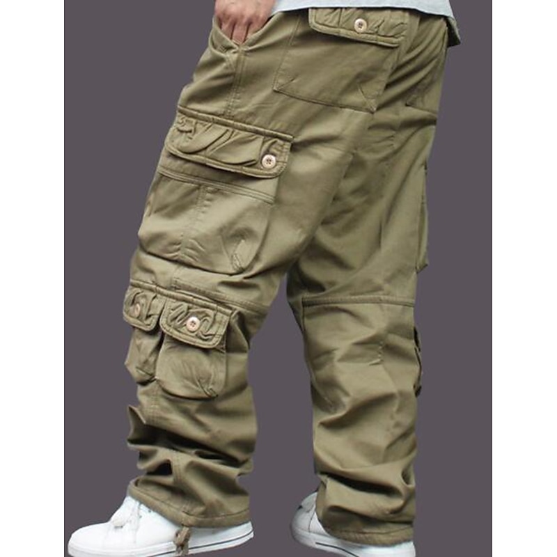 Men's Cargo Pants Cargo Trousers Combat Trousers Work Pants Pocket Plain Comfort Breathable Outdoor Daily Going out Casual Big and Tall Black Army Green2