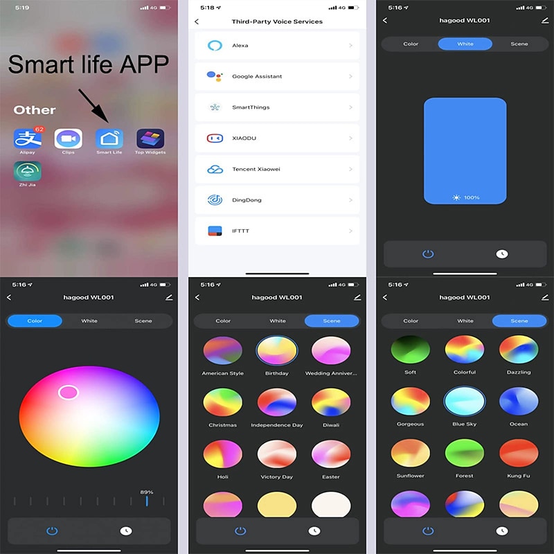 LED Indoor/Outdoor Wall Light RGB Wall Lights 3000K Indoor Wall Light Wall Lamp Alexa Tuya App Control Waterproof IP65 Outdoor Wall Light 85-265V4