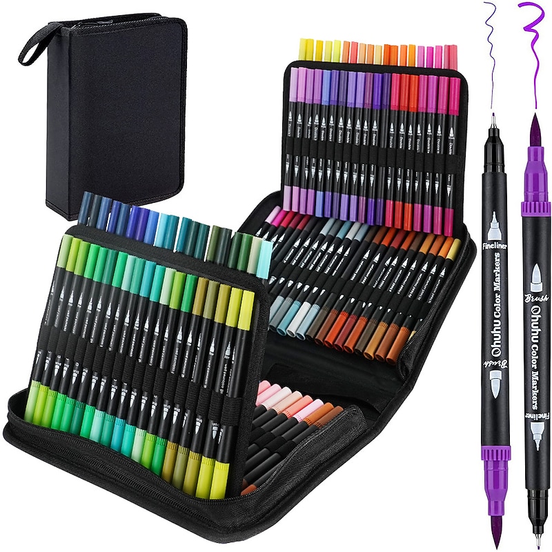 120 Color Color Soft Head Hook Double Head Watercolor Pen Set Art And Painting Supplies Children's Painting Materials2